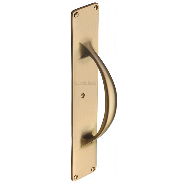 M.Marcus Pull Handle on Plate 195mm - Satin Brass