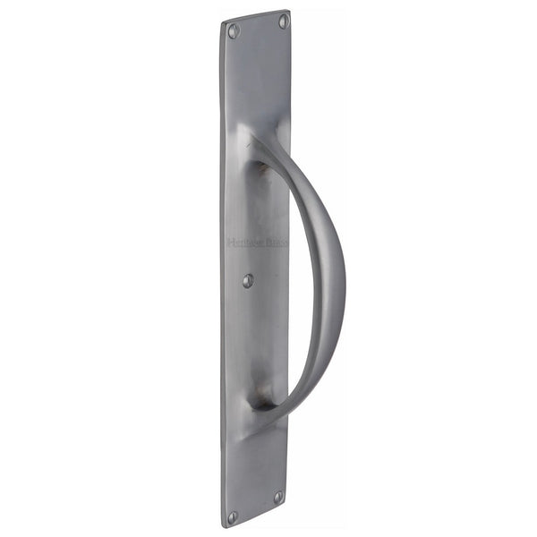 M.Marcus Pull Handle on Plate 195mm - Satin Chrome