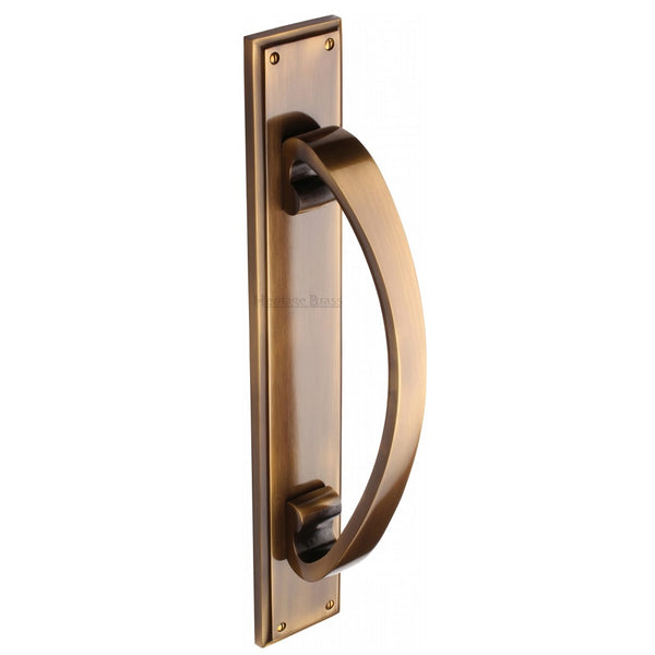 M.Marcus Pull Handle on Plate 335mm - Antique Brass