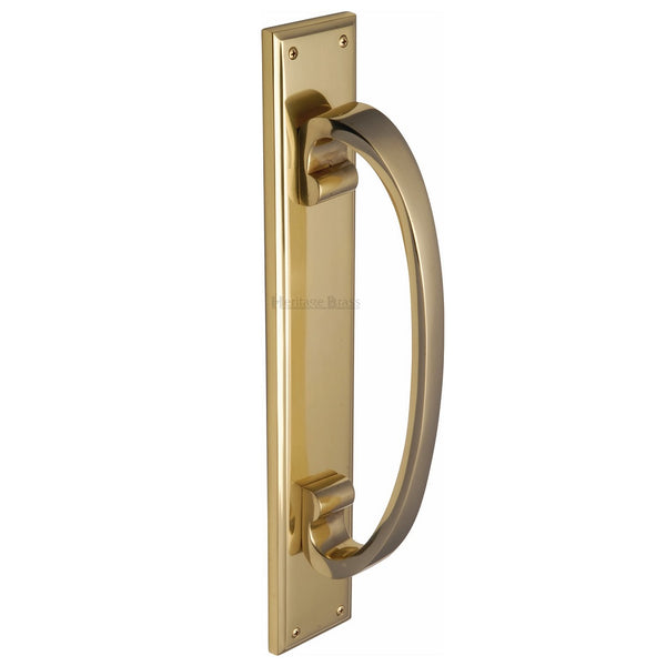 M.Marcus Pull Handle on Plate 335mm - Polished Brass