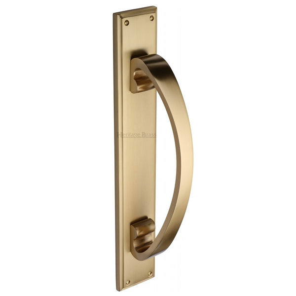 M.Marcus Pull Handle on Plate 335mm - Satin Brass
