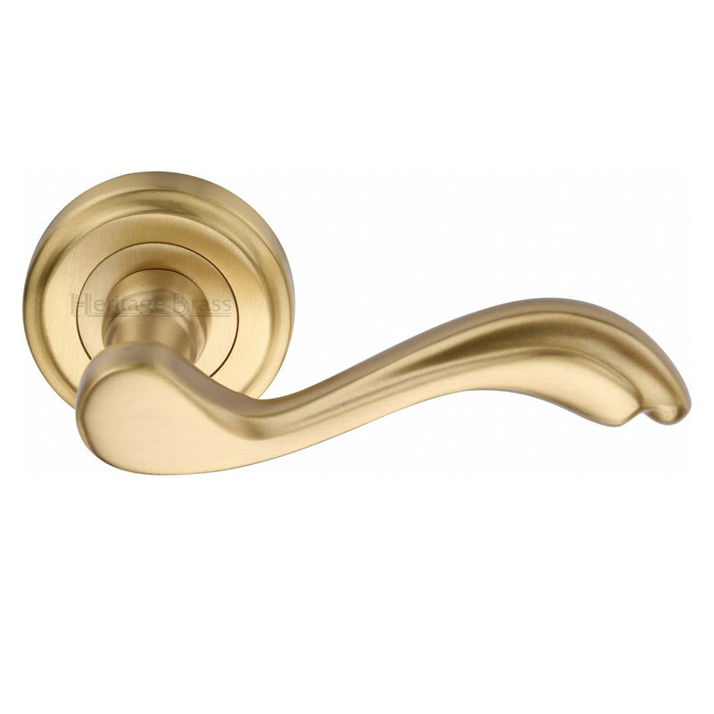 M.Marcus Lisboa Lever Handles on Round Rose - Satin Brass