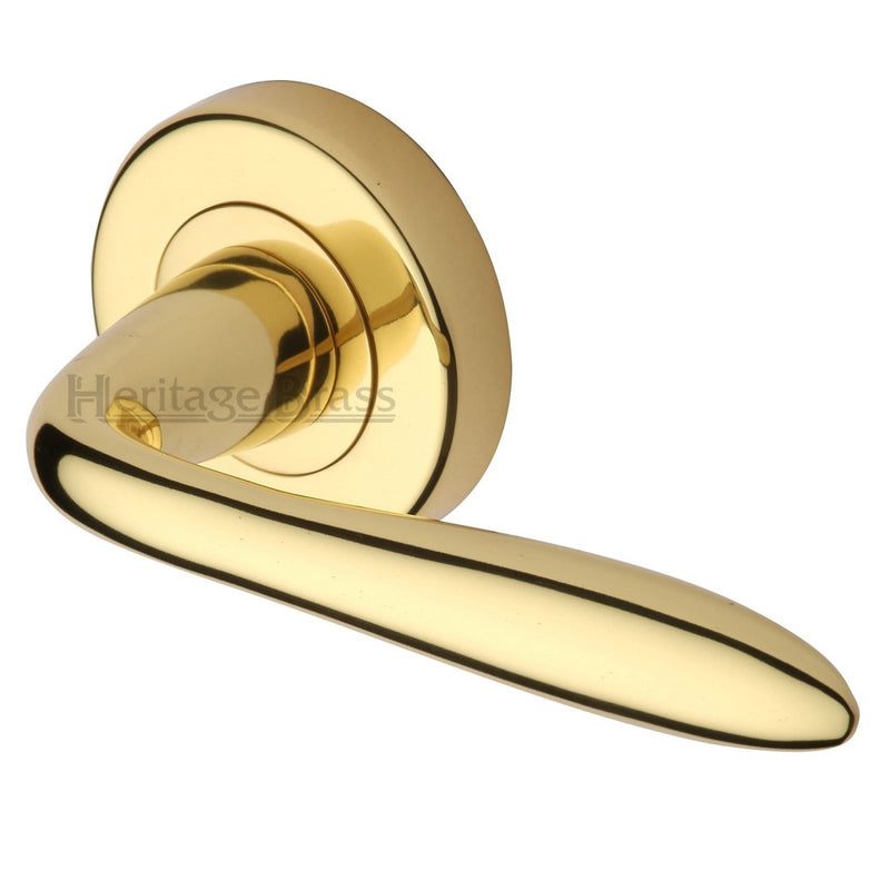 M.Marcus Sutton Lever Handles on Round Rose - Polished Brass