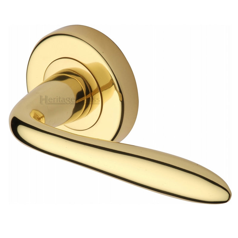 M.Marcus Sutton Lever Handles on Round Rose - Polished Brass