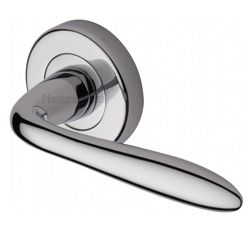 M.Marcus Sutton Lever Handles on Round Rose - Polished Chrome