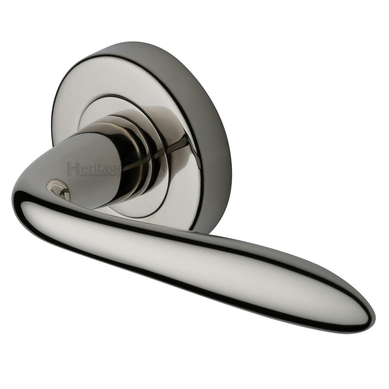 M.Marcus Sutton Lever Handles on Round Rose - Polished Nickel