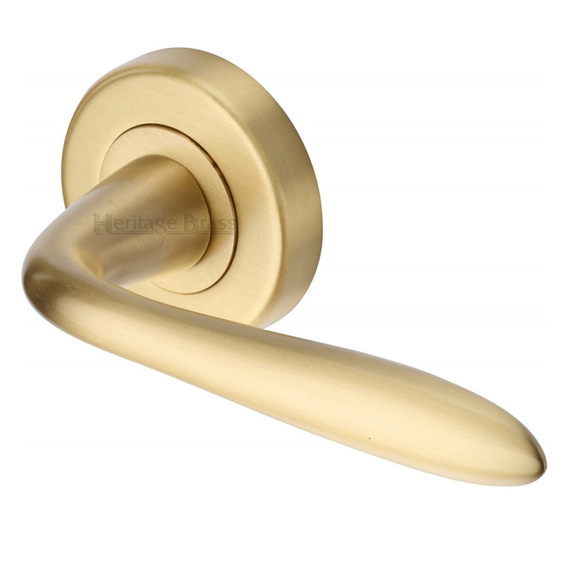 M.Marcus Sutton Lever Handles on Round Rose - Satin Brass