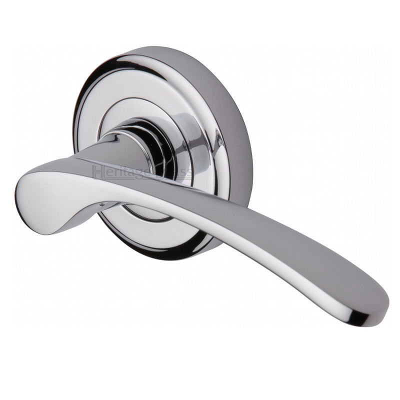 M.Marcus Sophia Lever Handles on Round Rose - Polished Chrome 