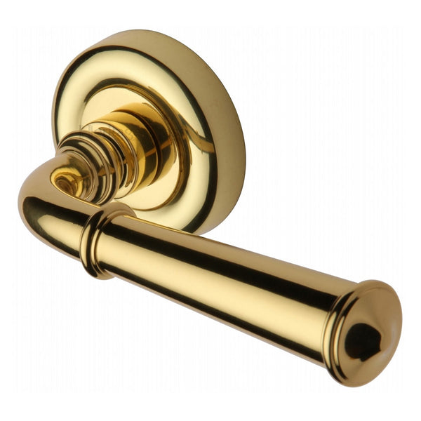 M.Marcus Colonial Lever Handles on Round Rose - Polished Brass