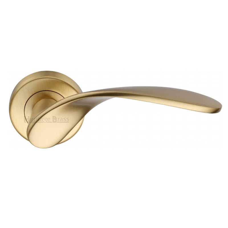 M.Marcus Volo Lever Handles on Round Rose - Satin Brass