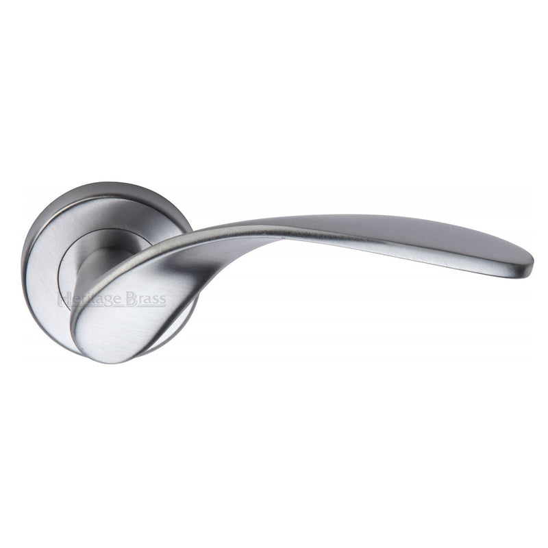 M.Marcus Volo Lever Handles on Round Rose - Satin Chrome