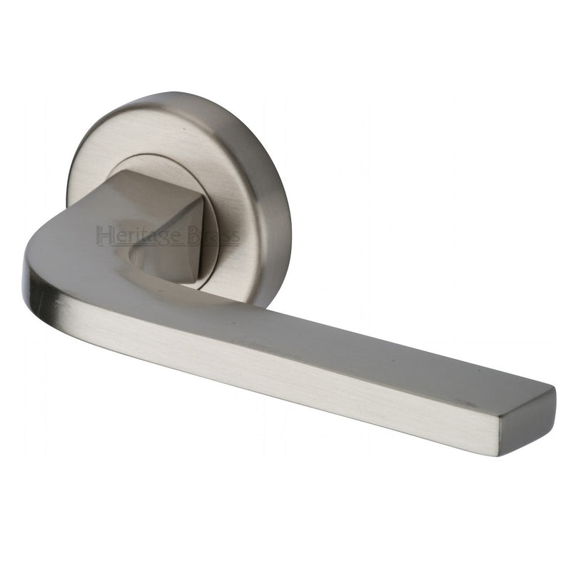M.Marcus Bellagio Lever Handles on Round Rose - Satin Nickel