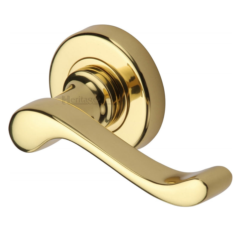M.Marcus Bedford Lever Handles on Round Rose - Polished Brass