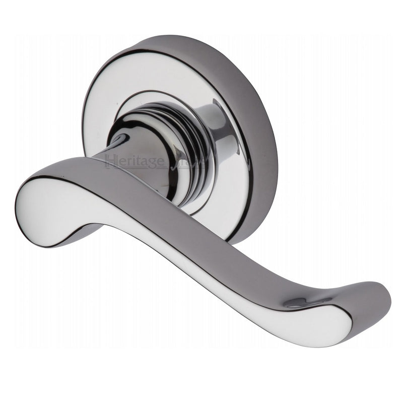 M.Marcus Bedford Lever Handles on Round Rose - Polished Chrome