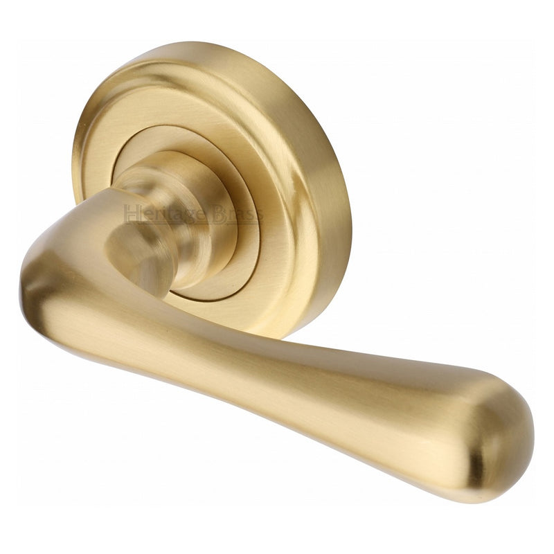 M.Marcus Charlbury Lever Handles on Round Rose - Satin Brass