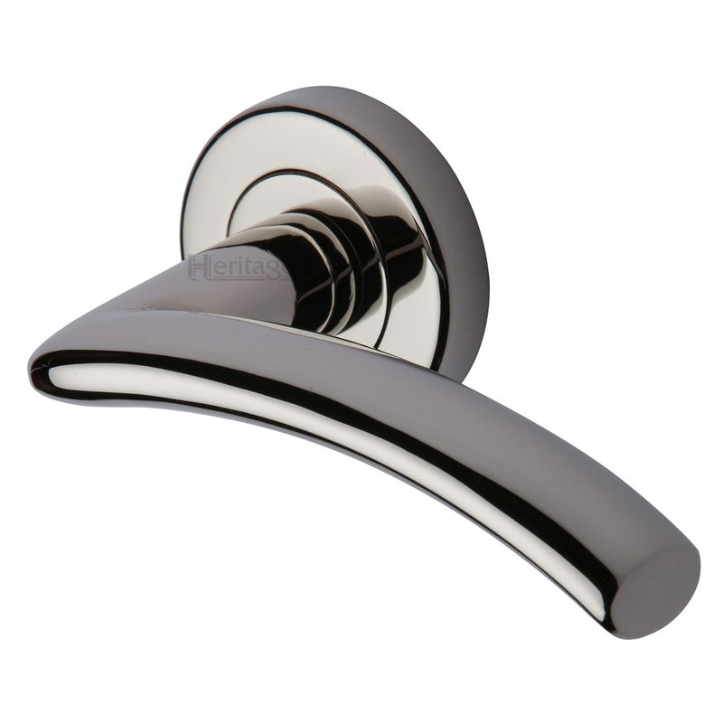 M.Marcus Centaur Lever Handles on Round Rose - Polished Nickel