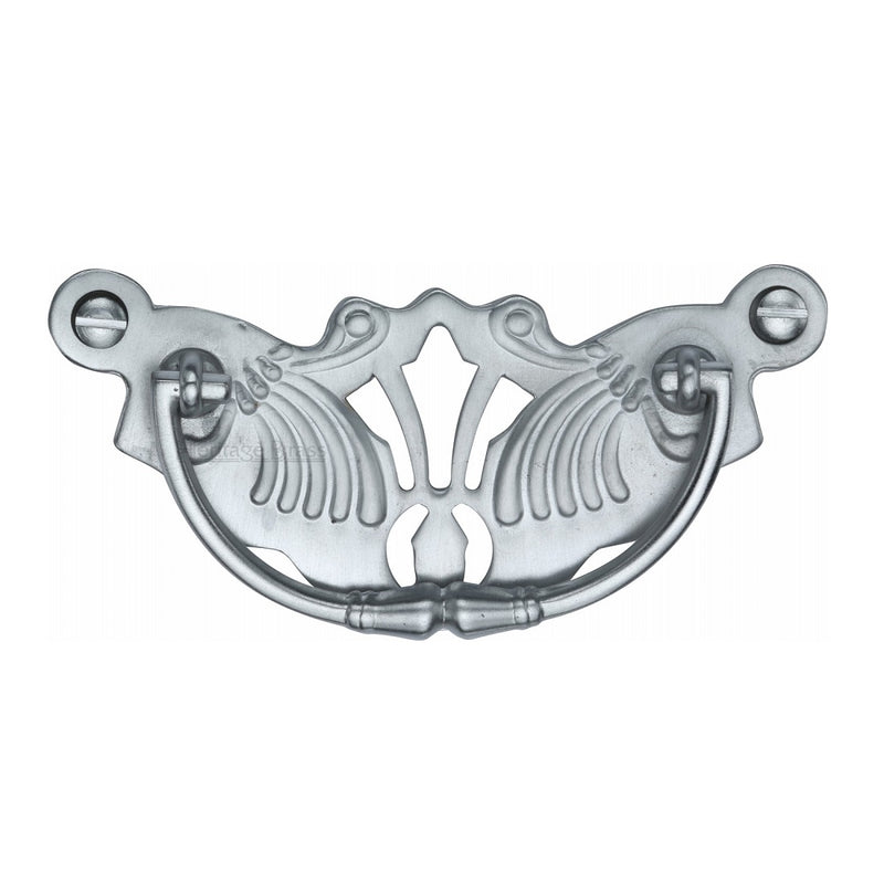 M.Marcus Ornate Plate Cabinet Pull - Satin Chrome