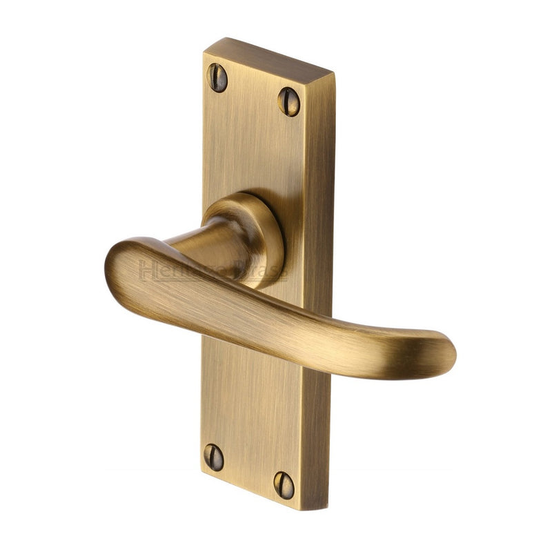 M.Marcus Windsor Short Plate Latch Handles - Antique Brass