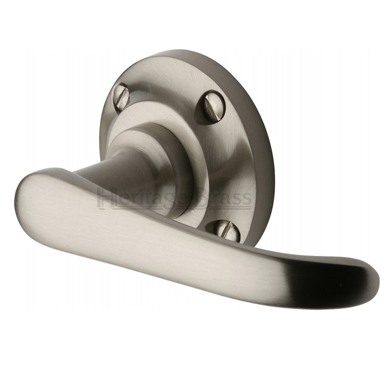 M.Marcus Windsor Lever Handles on Round Rose - Satin Nickel