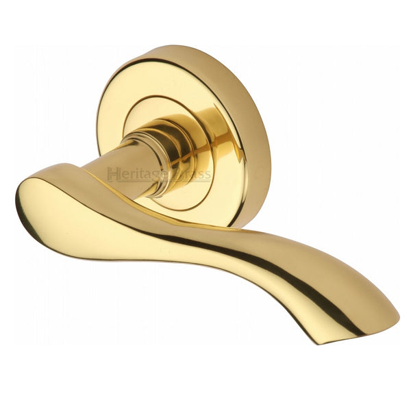 M.Marcus Algarve Lever Handles on Round Rose - Polished Brass