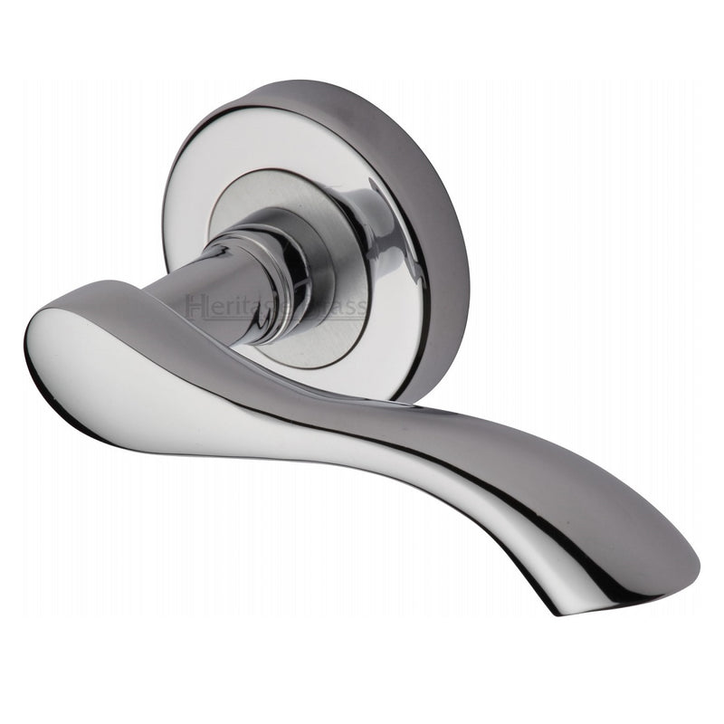 M.Marcus Algarve Lever Handles on Round Rose - Polished Chrome