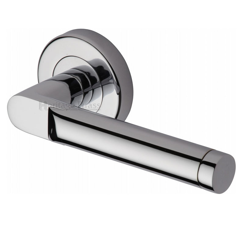 M.Marcus Celia Lever Handles on Round Rose - Polished Chrome