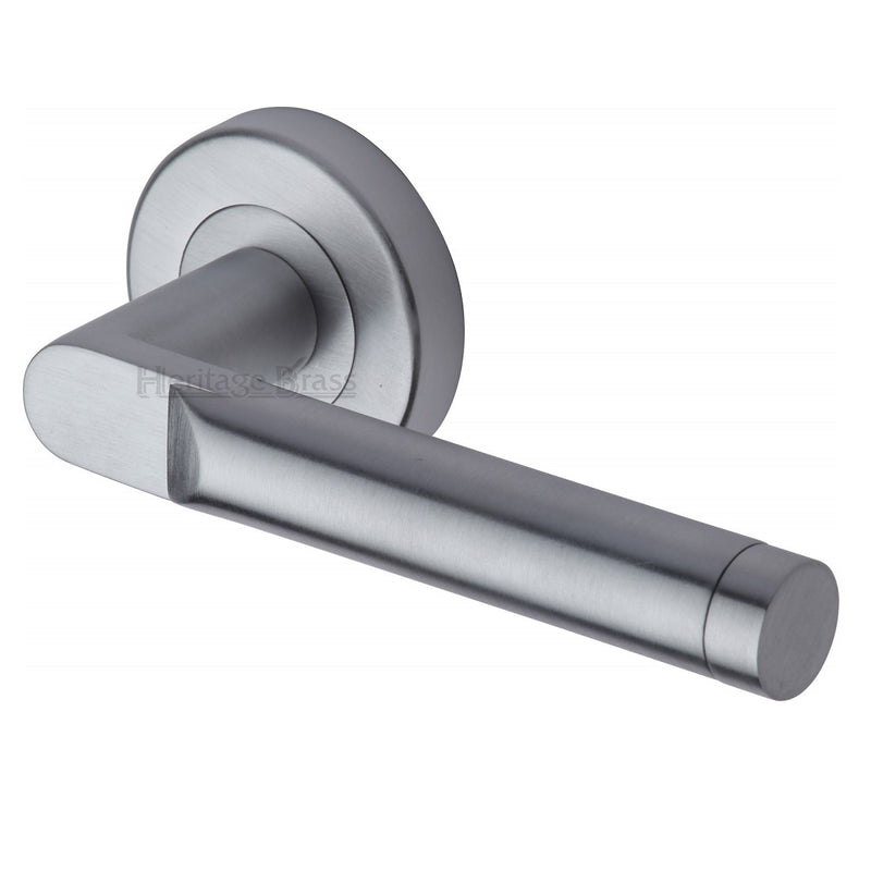 M.Marcus Celia Lever Handles on Round Rose - Satin Chrome