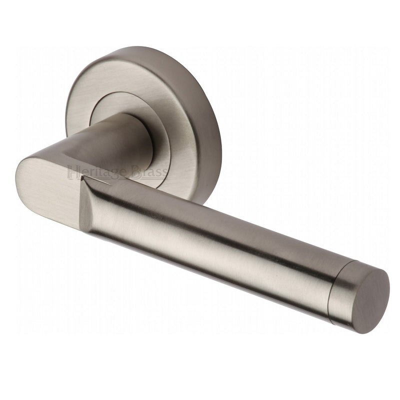 M.Marcus Celia Lever Handles on Round Rose - Satin Nickel