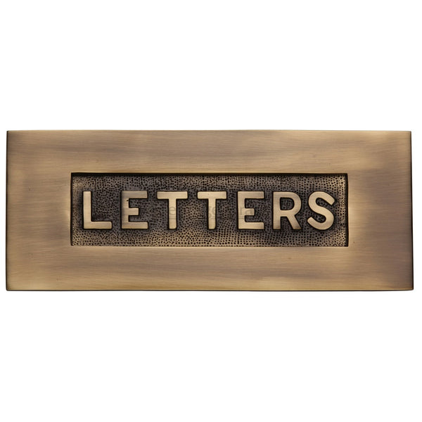 M.Marcus Embossed Letter Plate 254x101mm - Antique Brass
