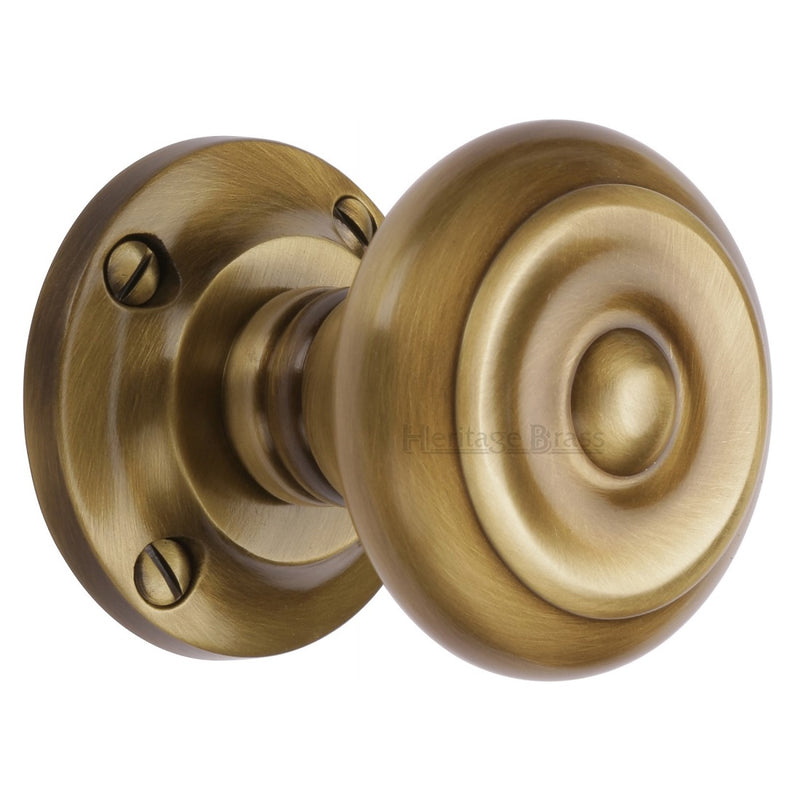 M.Marcus Aylesbury Mortice Knob Handles on Round Rose - Antique Brass