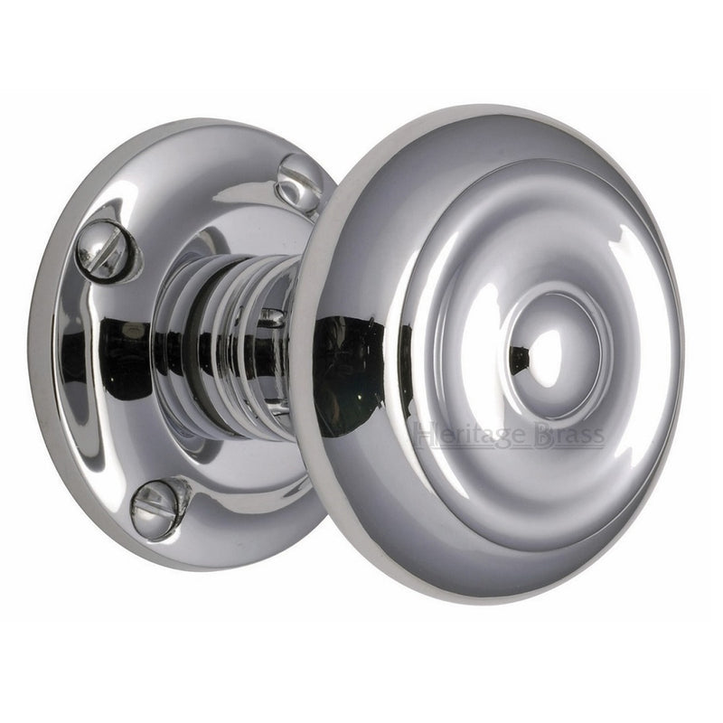 M.Marcus Aylesbury Mortice Knob Handles on Round Rose - Polished Chrome