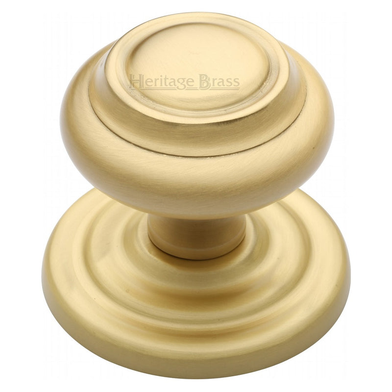 M.Marcus Round Centre Door Knob 3 1/2" - Satin Brass