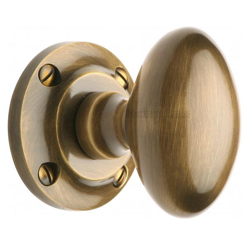 M.Marcus Suffolk Mortice Knob Handles on Round Rose - Antique Brass