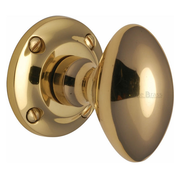 M.Marcus Suffolk Mortice Knob Handles on Round Rose - Polished Brass