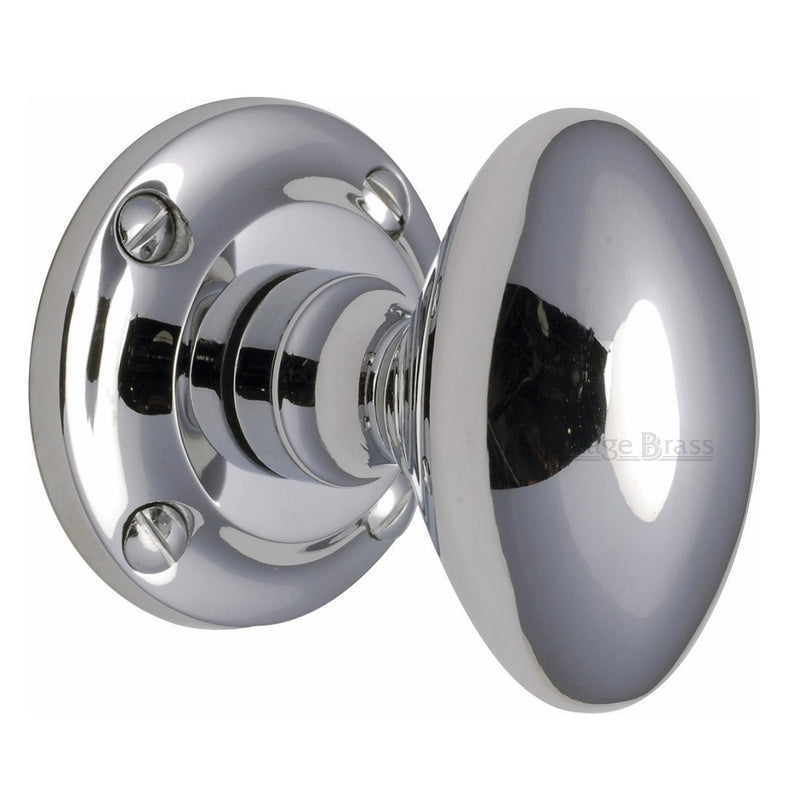 M.Marcus Suffolk Mortice Knob Handles on Round Rose - Polished Chrome