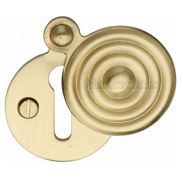 M.Marcus Reeded Covered Lever Key Escutcheon - Satin Brass