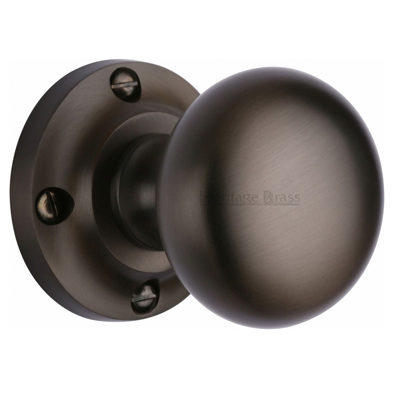 M.Marcus Victoria Mortice Knob Handles on Round Rose - Matt Bronze