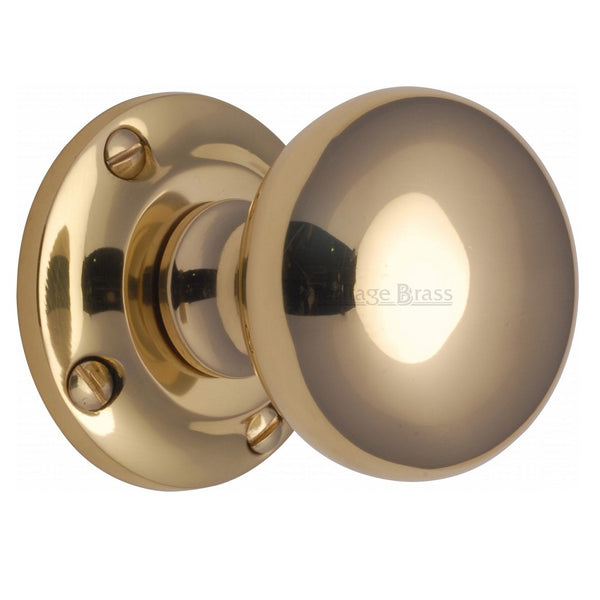 M.Marcus Victoria Mortice Knob Handles on Round Rose - Polished Brass