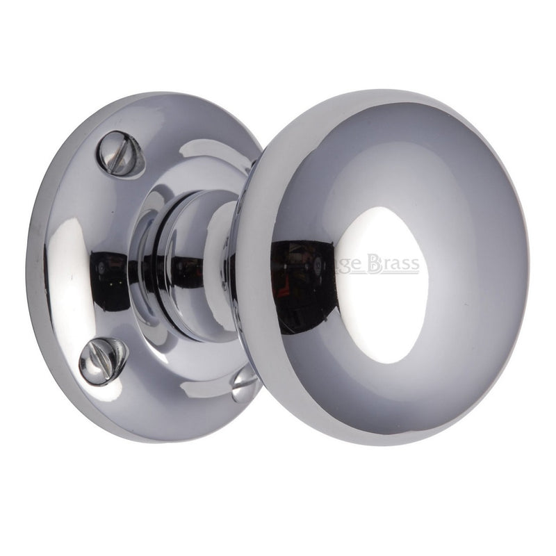 M.Marcus Victoria Mortice Knob Handles on Round Rose - Polished Chrome