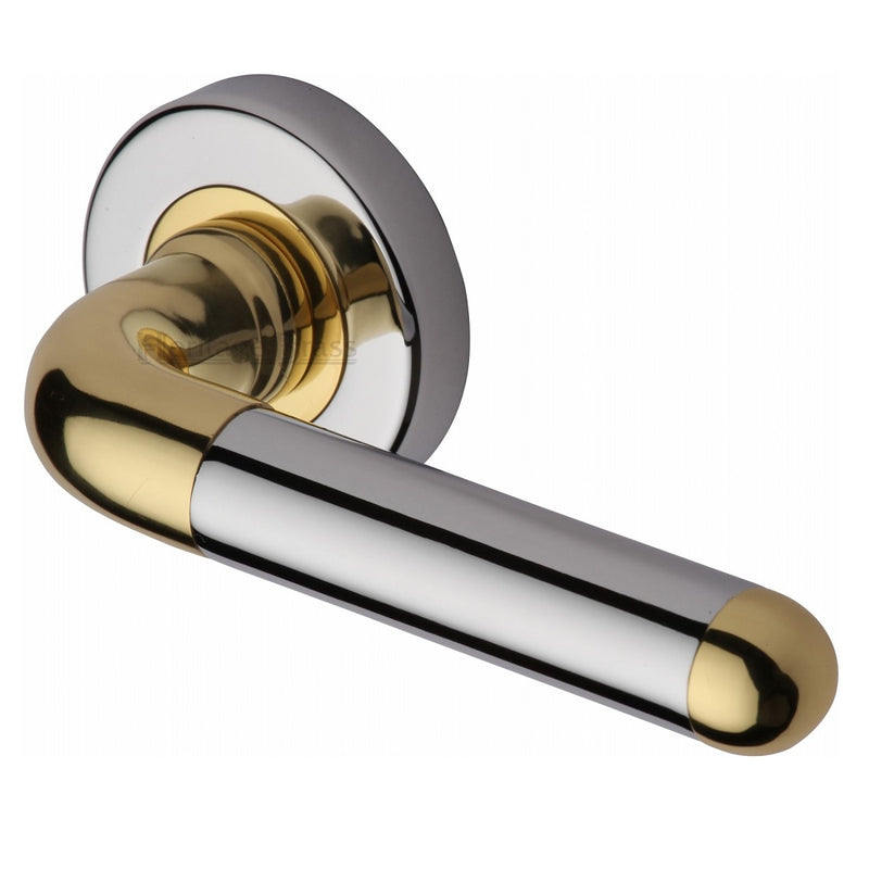 M.Marcus Vienna Lever Handles on Round Rose - Chrome and Brass Finish