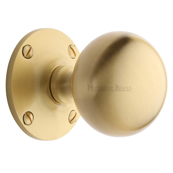 M.Marcus Westminster Mortice Knob Handles on Round Rose - Satin Brass