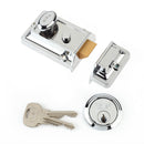 Yale 77 Traditional Rim Nightlatch - 60mm Backset - Chrome Case with Chrome Cylinder