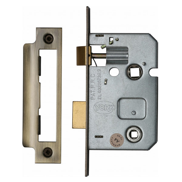 M.Marcus Bathroom Lock - 64mm (2.5") Case - 44mm Backset - Antique Brass