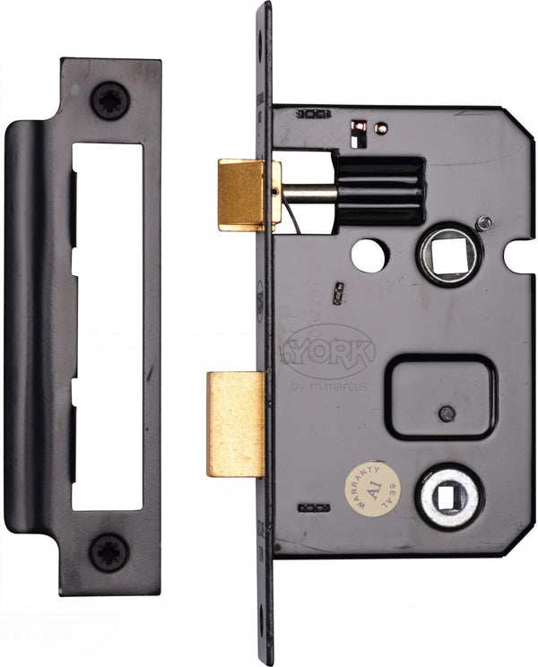 M.Marcus Bathroom Lock - 64mm (2.5") Case - 44mm Backset - Black