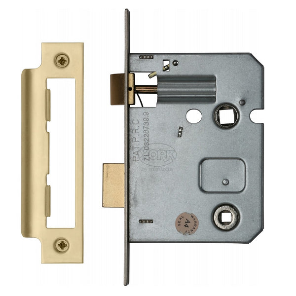 M.Marcus Bathroom Lock - 76mm (3") Case - 57mm Backset - Satin Brass